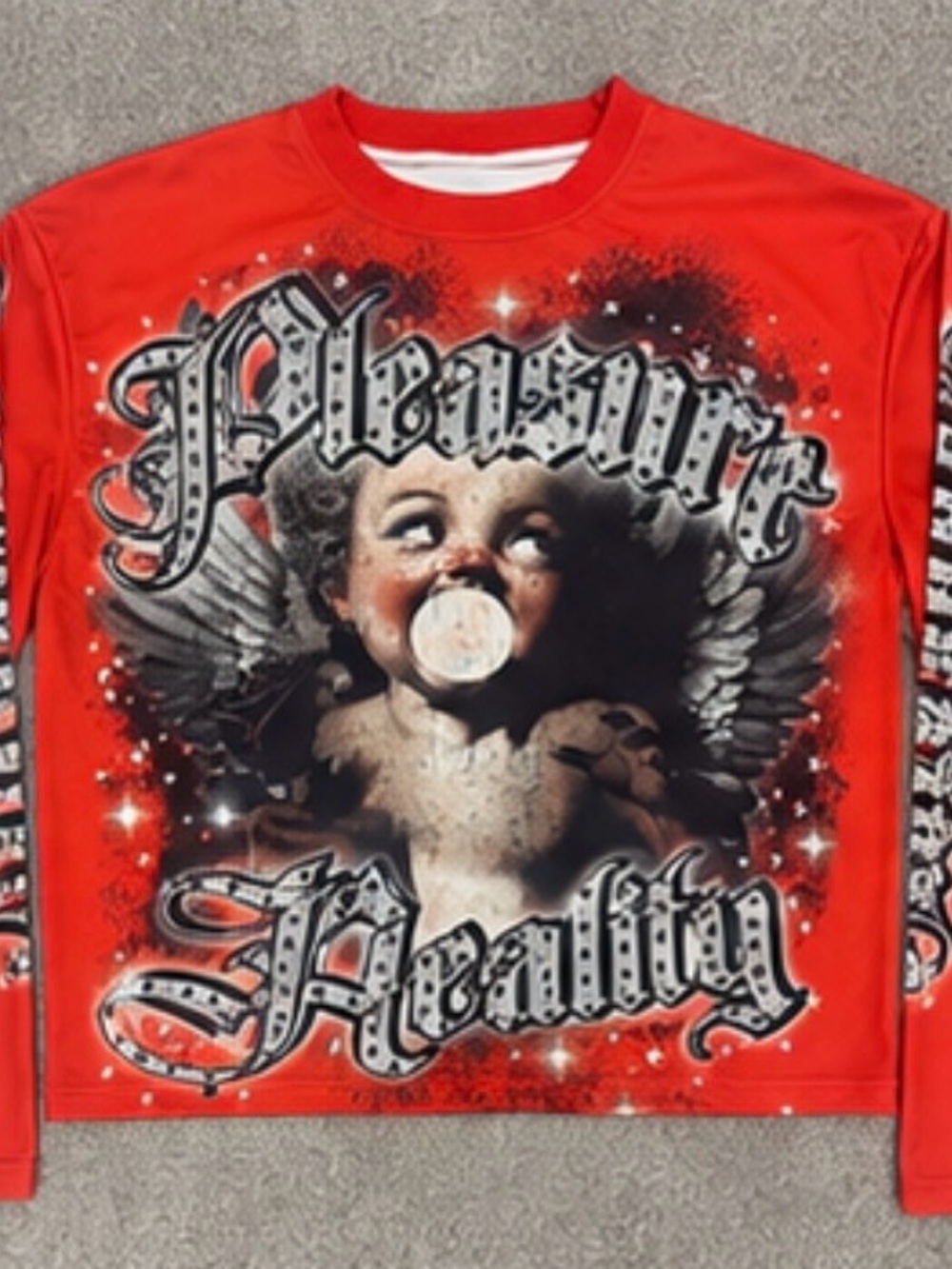 Pleasure Reality Red Graphic Long-Sleeve Tee